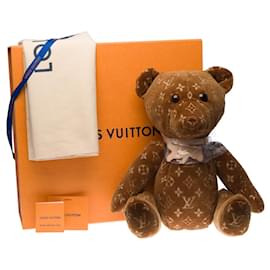 Louis Vuitton-Eccezionale orsacchiotto Louis Vuitton "DouDou" in morbido tessuto monogram beige e marrone-Marrone,Beige