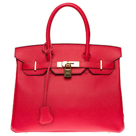 Hermès-Hermes Birkin handbag 30 IN RED HEART EPSOM LEATHER -100449-Red