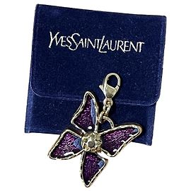 Pendente, Ciondolo vintage Yves Saint Laurent "Farfalla". 80S D'oro Viola scuro