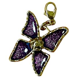 Yves Saint Laurent-Pendant, Vintage Yves Saint Laurent "Butterfly" Charm 80S-Golden,Dark purple