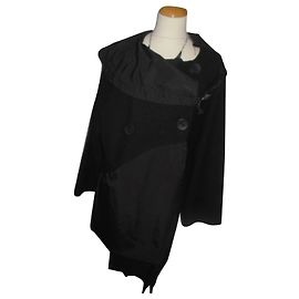 Autre Marque Areline Mantel aus Wolle schwarz Schwarz