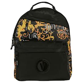 Versace Jeans Couture-Versace Jeans Logo Printed Backpack-Black