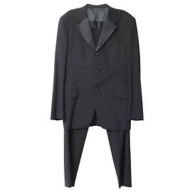 Prada Completo Giacca Monopetto e Tailleur Pantalone in Lana Nera Nero