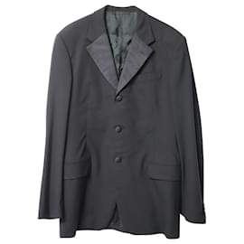 Prada-Ensemble blazer et pantalon Prada à boutonnage simple en laine noire-Noir