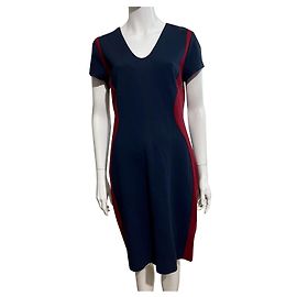 Diane Von Furstenberg Vestido ajustado ilusión Dayton de DvF Burdeos Azul marino