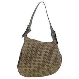 Fendi-FENDI Zucchino Canvas Sac à bandoulière Marron Auth rd4451-Marron