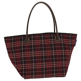 Burberry-BURBERRY Nova Check Blue Label Tote Bag Nylon Wine Red Brown Auth yb039-Brown,Other