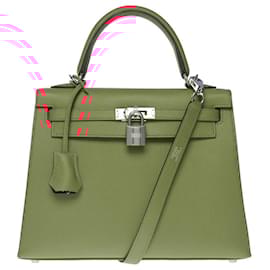 Hermès-sac à main kelly 25 bandoulière en epsom rose texas-101134-Rose