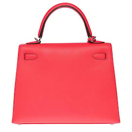 Hermès-KELLY HANDBAG 25 texas pink epsom shoulder strap-101134-Pink