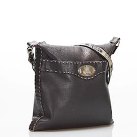 Fendi-Fendi Selleria Leather Crossbody Bag Leather Crossbody Bag 8BT092 in Good condition-Brown