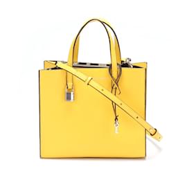 Marc Jacobs-Leather Mini Grind Tote Bag-Yellow