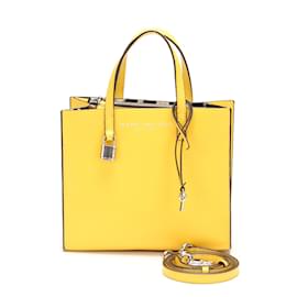 Marc Jacobs-Leather Mini Grind Tote Bag-Yellow