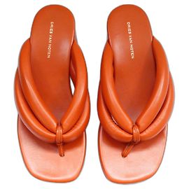 Dries Van Noten Platform Thong Sandals Vermillion Orange Orange