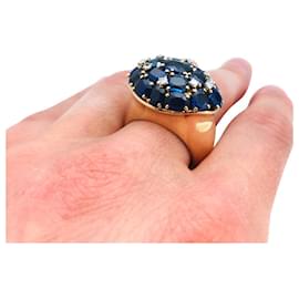 inconnue-Sapphire and diamond yellow gold ring.-Other