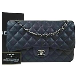 Chanel-CHANEL Timeless Black Large lined Flap Caviar Crossbody Shoulder Bag-Black