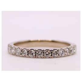 Autre Marque-Juego de medio anillo de bodas 13 Diamantes de oro blanco 750%O-Hardware de plata