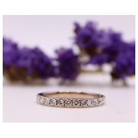 Autre Marque-Juego de medio anillo de bodas 13 Diamantes de oro blanco 750%O-Hardware de plata