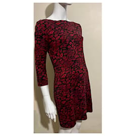 Diane Von Furstenberg-DvF silk Ruri dress-Black,Dark red