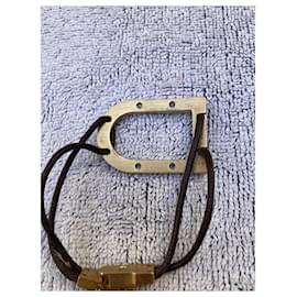Delvaux-Beautiful Delvaux golden bracelet-Brown,Gold hardware