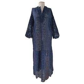 Autre Marque Aiayu Vestido de encaje azul oscuro algodón Azul