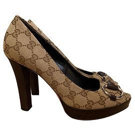 Décolleté Gucci Monogram Marrone Beige Marrone Beige