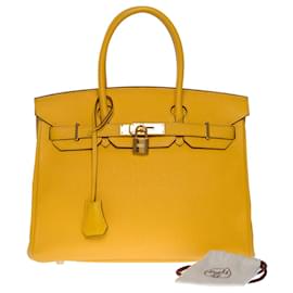 Hermès-Sac HERMES Birkin 30 en Cuir Jaune - 101104-Jaune