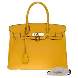 Hermès-HERMES BIRKIN BAG 30 in Yellow Leather - 101104-Yellow