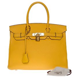 Hermès HERMES BIRKIN BAG 30 in Yellow Leather - 101104 Yellow