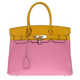 Hermès-Sac HERMES Birkin 30 en Cuir Jaune - 101104-Jaune