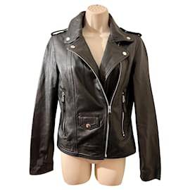 Each X Other-Blouson biker noir Each X Other agneau plongé-Noir