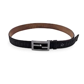 Fendi-Black Monogram Zucca Belt FF Buckle Size 80/32-Black