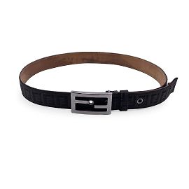 Fendi Schwarzer Monogramm-Zucca-Gürtel, FF-Schnallengröße 80/32 Schwarz