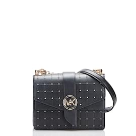 Michael Kors-Quilted Leather Studded Greenwich Bag PA-2111-Black