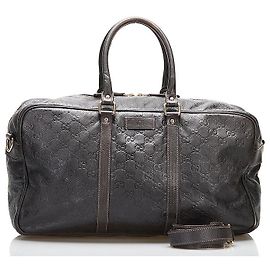 Sac Boston en cuir Guccissima 201539 Marron