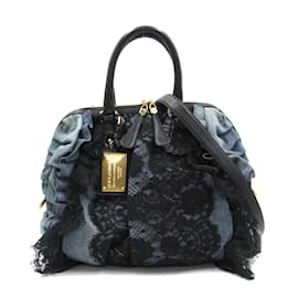 Dolce & Gabbana-Denim & Lace Handbag BB2930-Blue