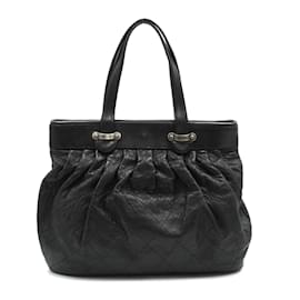Chanel-Quilted Leather Tote Bag-Black