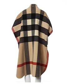 Burberry-linda capa de poncho camel reversível Burberry nova casaco xadrez novo com etiquetas 100% original vendido com capa de cabide bege-Caramelo