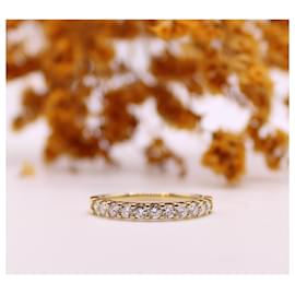 Autre Marque-Half-turn alliance ring set with 11 yellow gold diamonds 750%O-Gold hardware