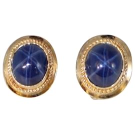 Autre Marque-Stern-Saphir-Ohrringe aus Gelbgold 750%O-Blau,Gold hardware