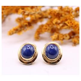 Autre Marque-Yellow gold star sapphire earrings 750%O-Blue,Gold hardware
