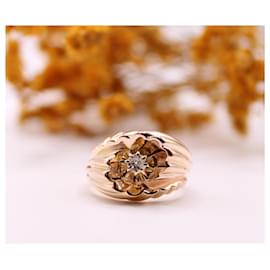 Autre Marque-Wirbelförmiger Ring mit Diamant aus Gelbgold 750%O-Gold hardware