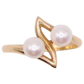 Autre Marque Anillo Toi&moi con perlas cultivadas en oro amarillo 750%O Blanco Gold hardware