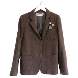 Giacca in tweed Golden Goose con stemmi Marrone