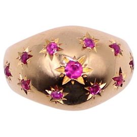 Autre Marque Ball ring called constellation ruby set in yellow gold 750%O Red Gold hardware