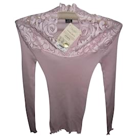 Autre Marque-OSCALITO - PINK LONG SLEEVE TOP NEW WOOL SILK-Pink