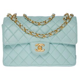 Chanel BOLSA ATEMPORAL TRANSVERSAL 23 couro verde água com laterais forradas101096 Verde