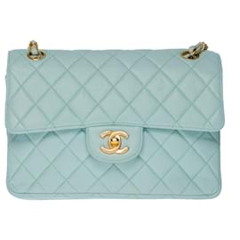 Chanel-TIMELESS CROSSBODY BAG 23 lined-sided water-green leather101096-Green