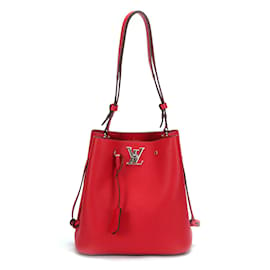 Louis Vuitton-Leather Lockme Bucket Bag M54677-Red