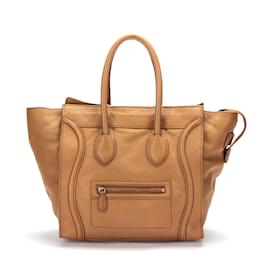 Céline-Luggage Leather Tote Bag-Brown