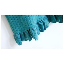 Gucci-Robe à nœud à sequins en laine aqua Gucci-Turquoise